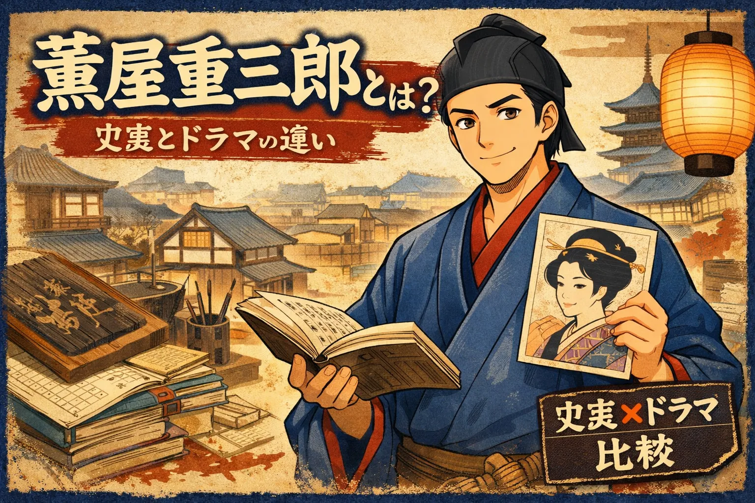 蔦屋重三郎とは？史実とドラマの違いを解説するアイキャッチ画像