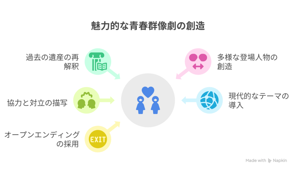 [受け継ぐ物語] → [ともに創り直す青春群像]