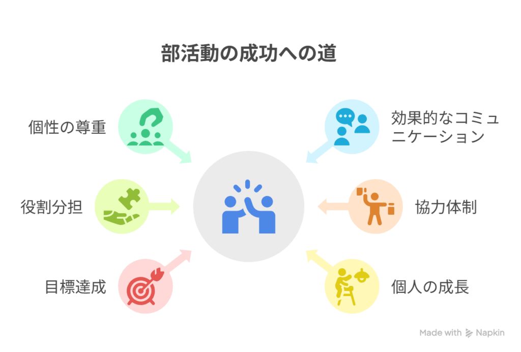 [無数の個性] → [共鳴し合いながら1つの部活動へ]