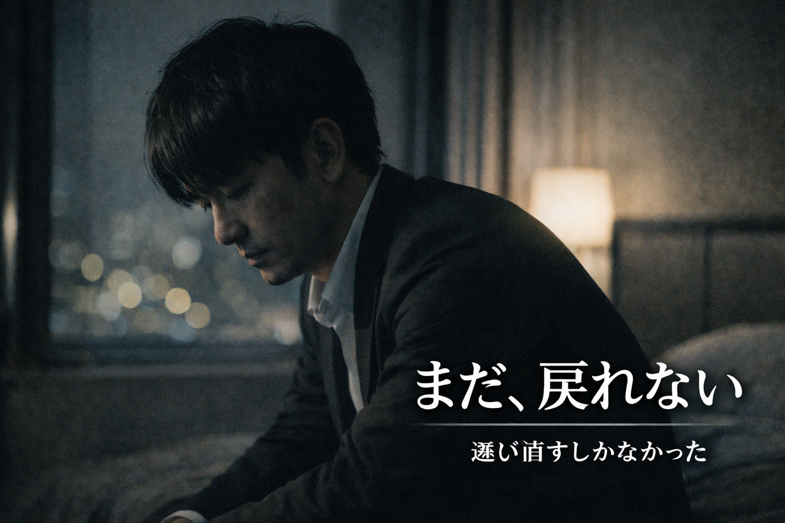 alt="日曜劇場『リブート』初回を象徴する公式ビジュアル風イメージ。夜の部屋で背を向けて座る男性が、名前を捨てて生き直す決断と戻れない状況を静かに表現している実写風アイキャッチ画像"