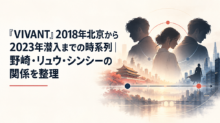 『VIVANT』2018年北京から2023年潜入までの時系列｜野崎・リュウ・シンシーの関係を整理｜イメージ画像