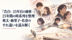 『告白－25年目の秘密－』25年間の時系列を整理｜爽太・麻里子・佐倉のすれ違いを読み解く｜イメージ画像